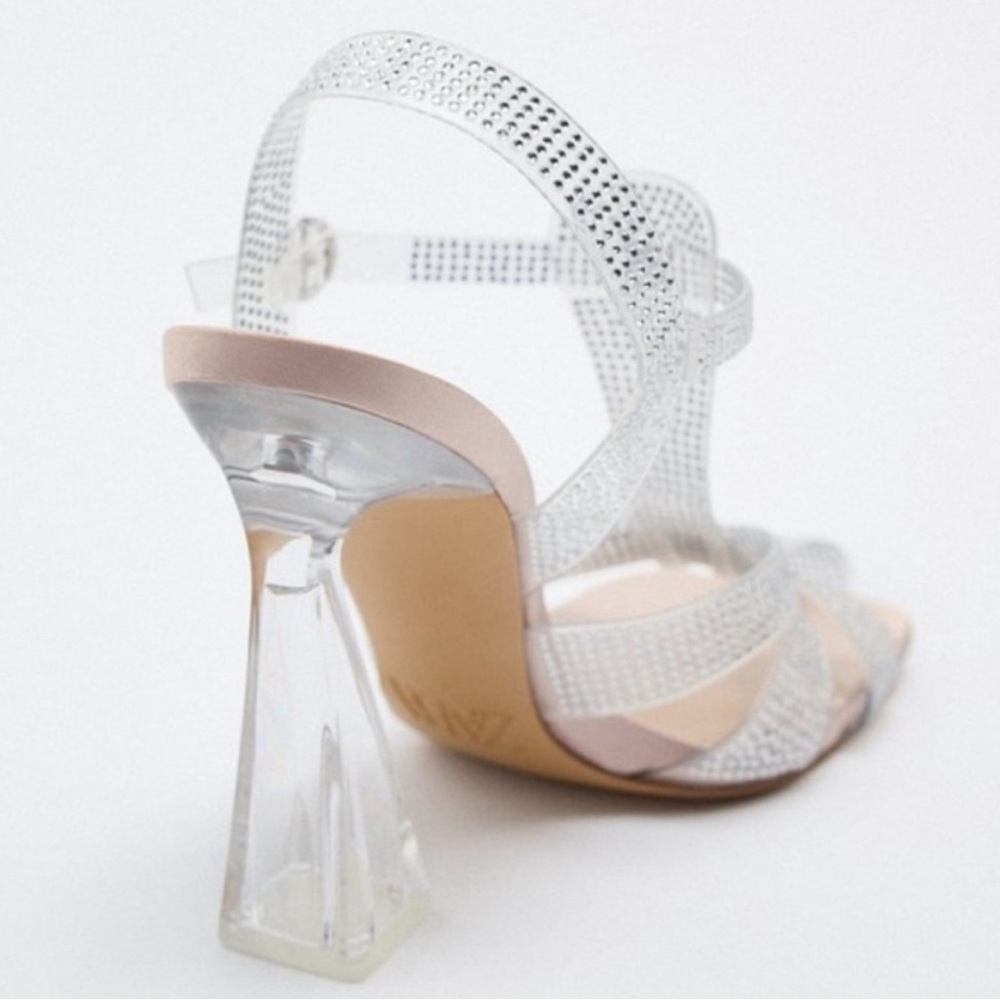 Zara Clear and Silver Strappy Heels - Picture 2 of 8